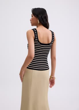 Katya Ribbed Knit Square Neck Tank Top