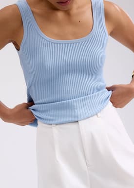 Katya Ribbed Knit Square Neck Tank Top