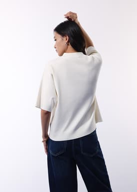 Mia Relaxed Knit Mock Neck Tee