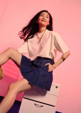 Mia Relaxed Knit Mock Neck Tee