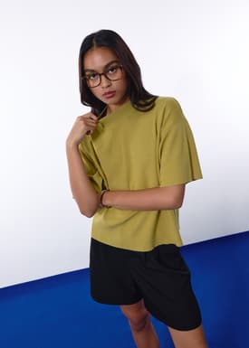 Mia Relaxed Knit Mock Neck Tee