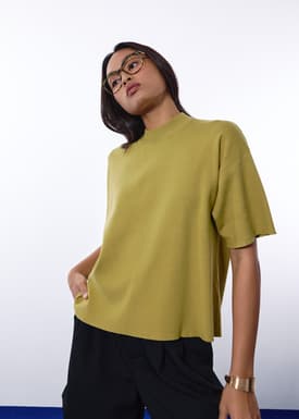 Mia Relaxed Knit Mock Neck Tee