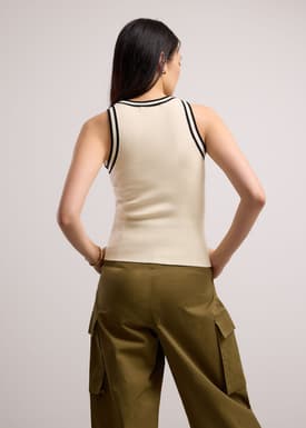 Sui Contrast Piping Knit Racerback Tank