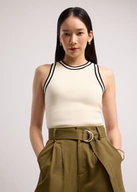 Sui Contrast Piping Knit Racerback Tank