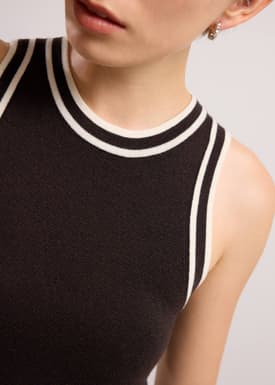 Sui Contrast Piping Knit Racerback Tank