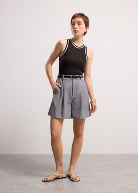 Sui Contrast Piping Knit Racerback Tank