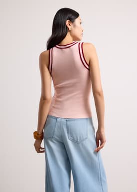Sui Contrast Piping Knit Racerback Tank