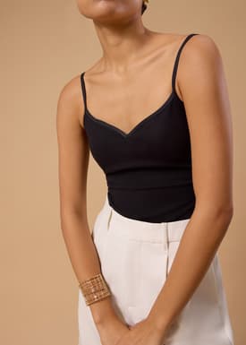 Yoonchae Padded Jersey Sweetheart Fitted Camisole Top