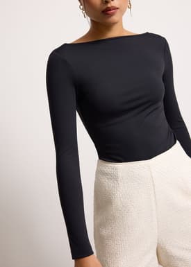 Xinyi Padded Jersey Boat Neck Fitted Tee
