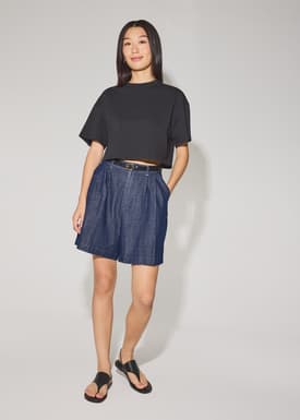 Gita Cotton Round Neck Boxy Crop Tee