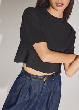 Gita Cotton Round Neck Boxy Crop Tee