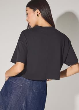 Gita Cotton Round Neck Boxy Crop Tee