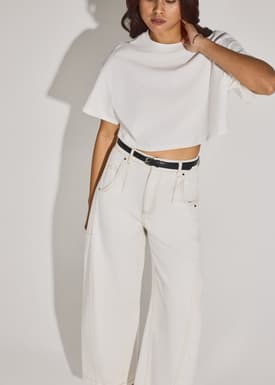 Gita Cotton Round Neck Boxy Crop Tee