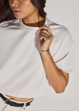 Gita Cotton Round Neck Boxy Crop Tee