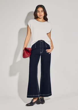 Lizzy Contrast Knit Round Neck Boxy Tank Top