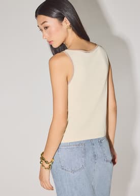 Nikki Relaxed Contrast Knit Boat Neck Tank Top