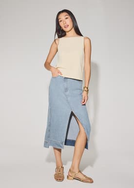 Nikki Relaxed Contrast Knit Boat Neck Tank Top