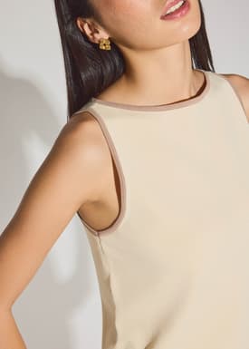 Nikki Relaxed Contrast Knit Boat Neck Tank Top