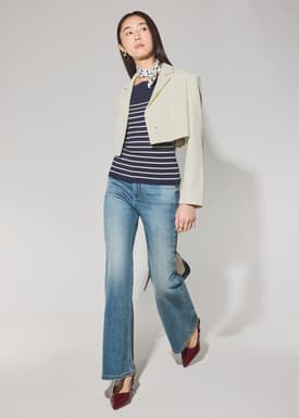 Adele Striped Lyocell Boat Neck Fitted Top