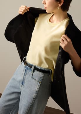 Billie Neoprene Round Neck Trapeze Tee