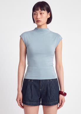 Jersey Mock Neck Tee