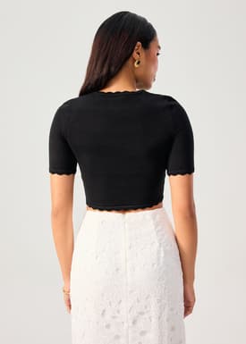 Raisa Knit Scallop Edge Crop Top