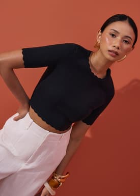 Raisa Knit Scallop Edge Crop Top