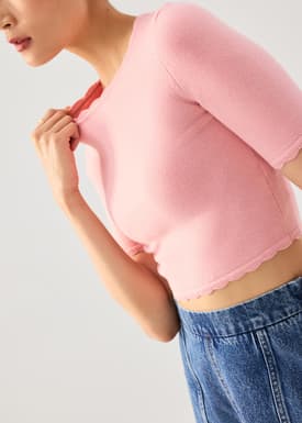 Raisa Knit Scallop Edge Crop Top