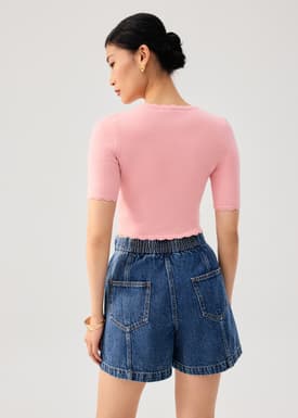 Raisa Knit Scallop Edge Crop Top