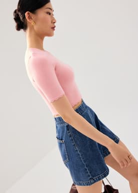 Raisa Knit Scallop Edge Crop Top