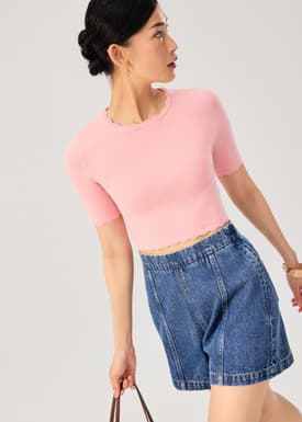 Raisa Knit Scallop Edge Crop Top