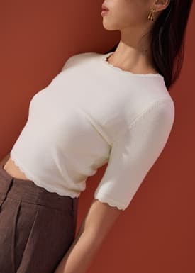 Raisa Knit Scallop Edge Crop Top