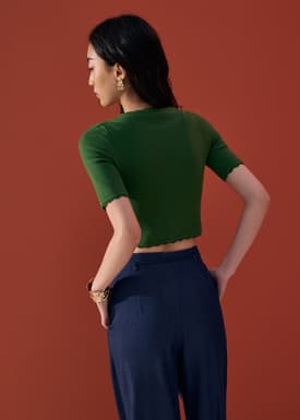 Raisa Knit Scallop Edge Crop Top
