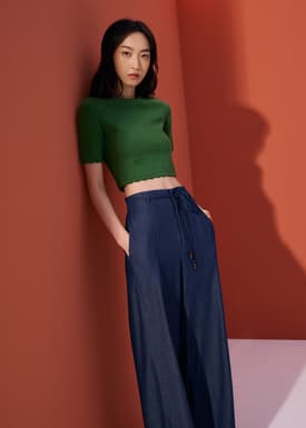 Raisa Knit Scallop Edge Crop Top