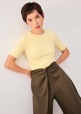 Raisa Knit Scallop Edge Crop Top