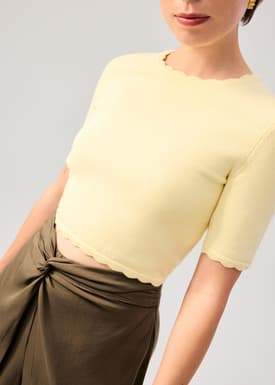 Raisa Knit Scallop Edge Crop Top