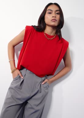 Jae Knit Round Neck Cap Sleeve Boxy Top