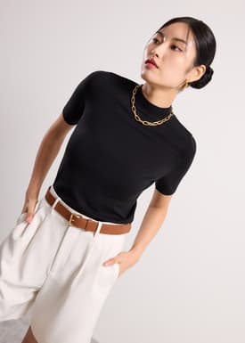 Noorie Lyocell Mock Neck Fitted Top