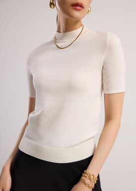 Noorie Lyocell Mock Neck Fitted Top