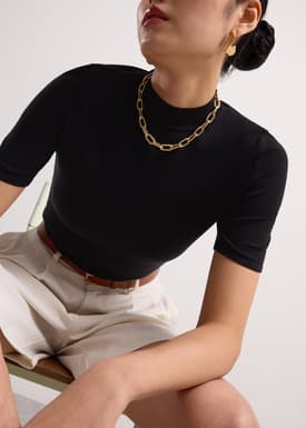 Noorie Lyocell Mock Neck Fitted Top