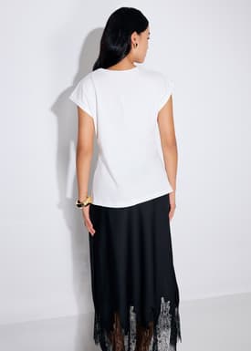 Kelly Cotton Round Neck Drop Shoulder T-shirt