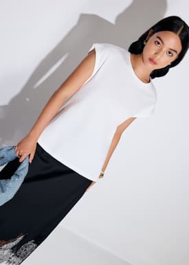 Kelly Cotton Round Neck Drop Shoulder T-shirt