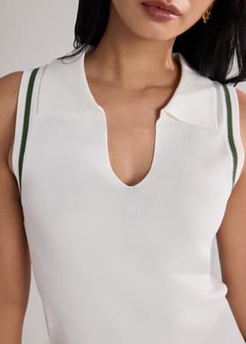 Rora Contrast Knit Polo Top