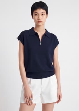 Quarter Zip Knit Polo Top