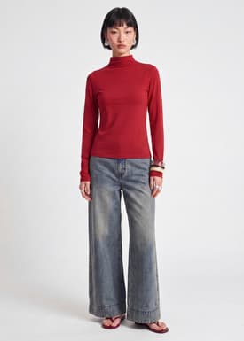 Jersey Turtle Neck Top
