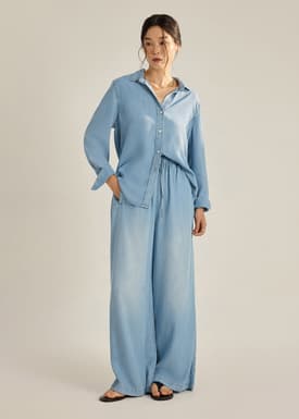 Ayu Lyocell Chambray Wide Leg Pants