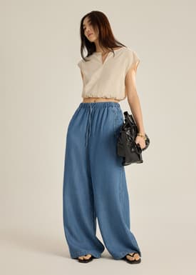 Ayu Lyocell Chambray Wide Leg Pants