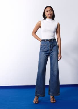 Leggy™ Kei Denim High Waist Kick Flare Sailor Jeans