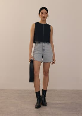Sana High Waist Fray Denim Shorts