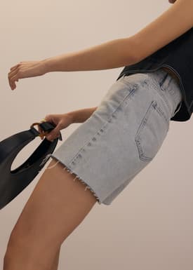 Sana High Waist Fray Denim Shorts